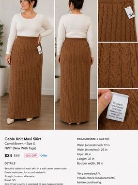 SO Cable Knit Maxi Skirt - 
65